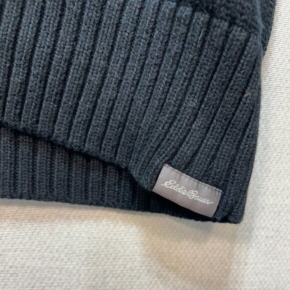 Eddie Bauer Mens Henley Sweater Large Black Pullover Knit Casual Travel Classic - Picture 7 of 13